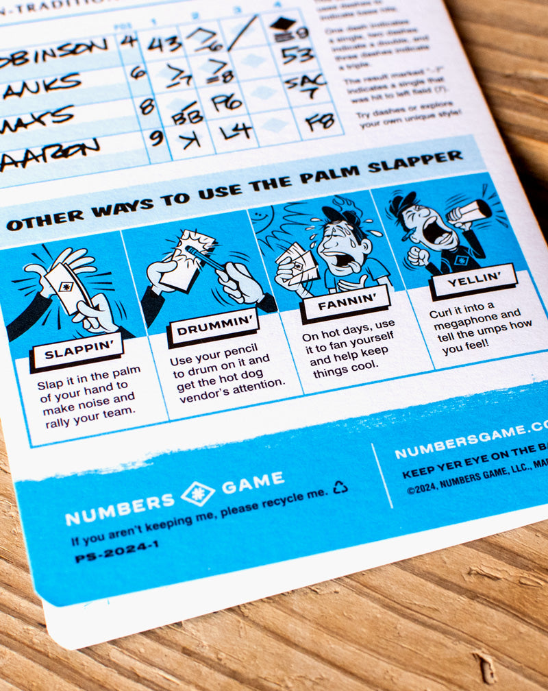 Palm Slapper Single-Game Scorecard